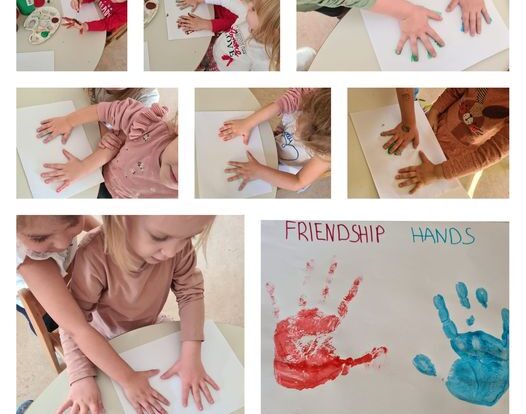 Leptirići engleski - Who is your best friend Handprint painting with best friend.