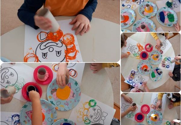 Leptirići engleski - colouring clowns, encouraging fine motor skills and creativity.