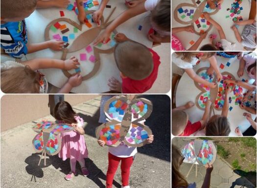 Leptirići engleski - we are making butterflies and watching their reflection in the sun.