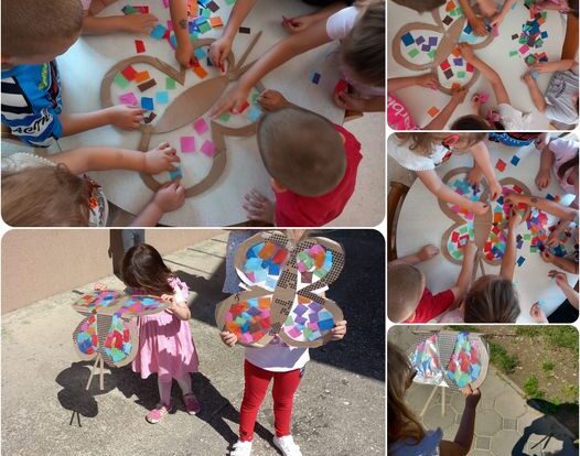 Leptirići engleski - we are making butterflies and watching their reflection in the sun.