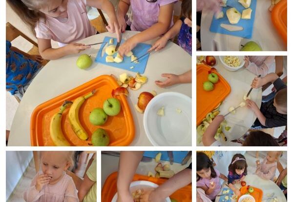 Leptirići - važnost zdrave prehrane kao preduvjet za zdravlje djeteta, zajednička priprema voćne salate.