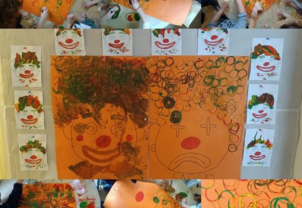 Leptirići - English - along with naming emotions, they made a happy and a sad clown. Development of fine motor skills, precision and creativity.